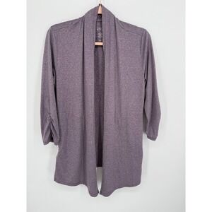 Market & Spruce Cardigan Women Large Purple Open Front Ruched Sleeve Activewear